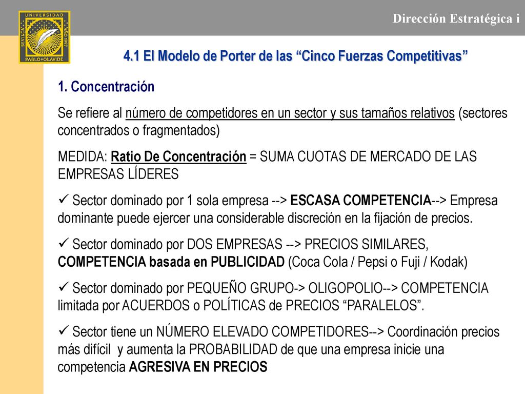 4.1 El Modelo de Porter de las Cinco Fuerzas Competitivas