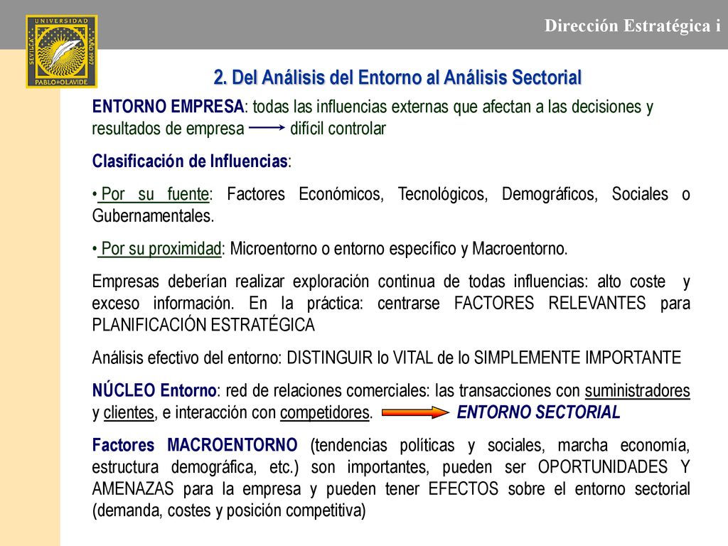 2. Del Análisis del Entorno al Análisis Sectorial
