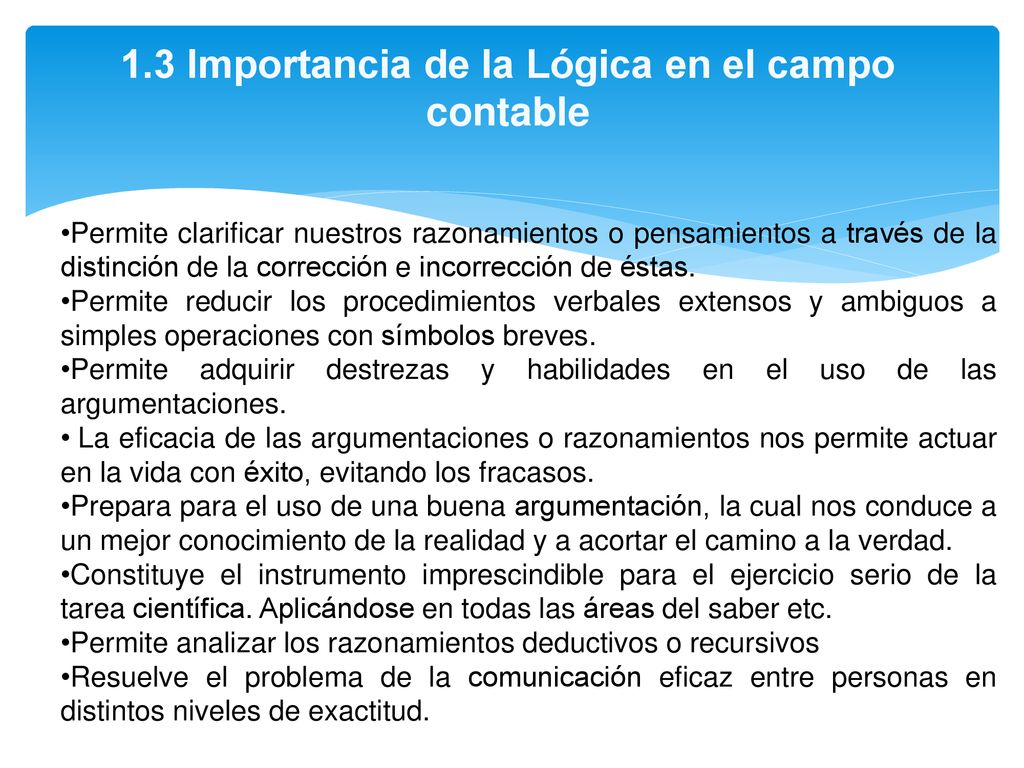 1.3 Importancia de la Lógica en el campo contable