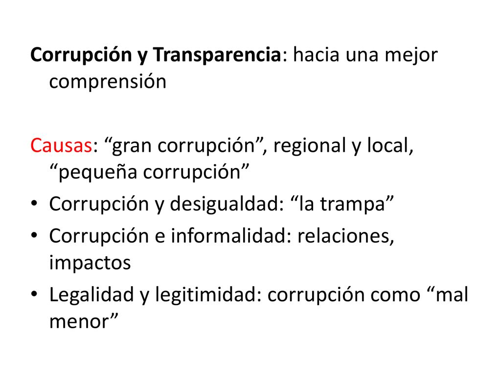Corrupción y Transparencia: hacia una mejor comprensión