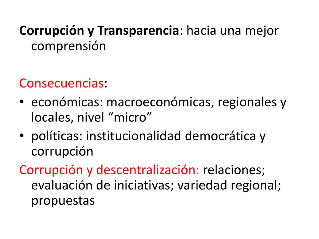 Corrupción y Transparencia: hacia una mejor comprensión