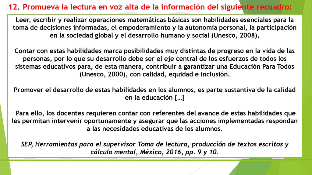 12. Promueva la lectura en voz alta de la información del siguiente recuadro:
