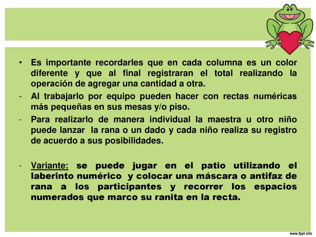 Es importante recordarles que en cada columna es un color diferente y que al final registraran el total realizando la operación de agregar una cantidad a otra.