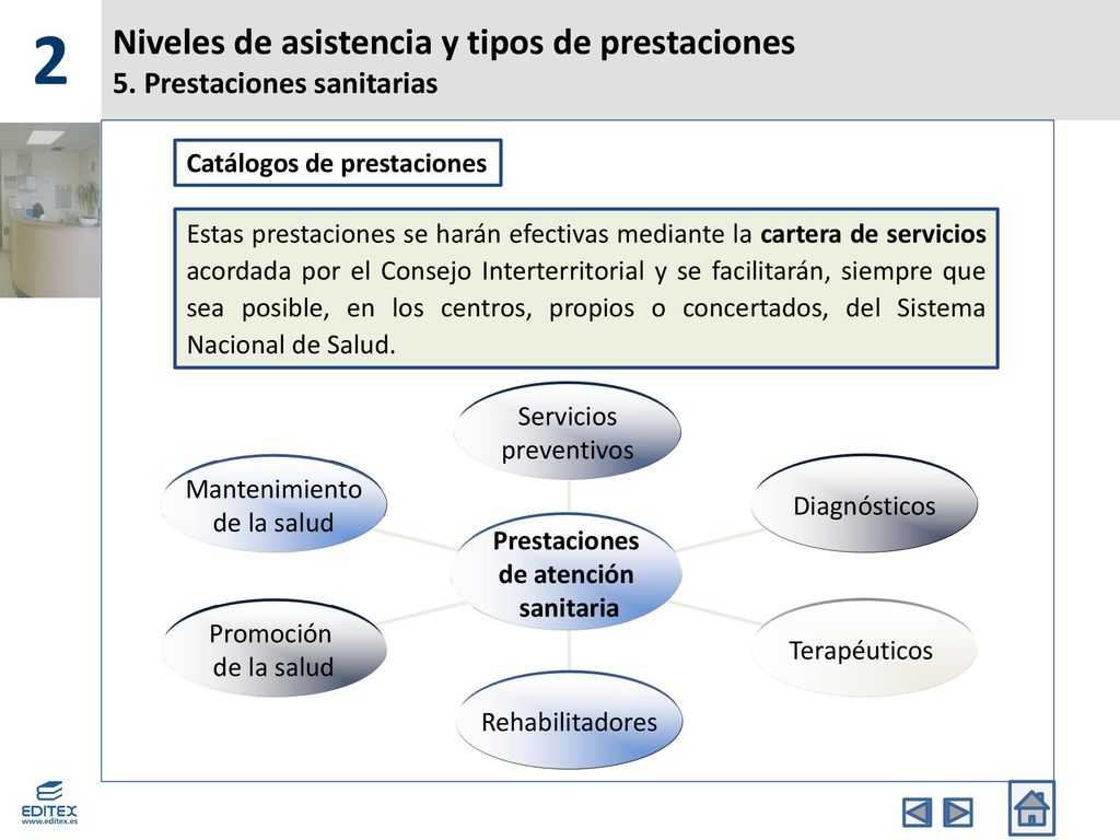 2 Niveles de asistencia y tipos de prestaciones 5. Prestaciones sanitarias. Catálogos de prestaciones.