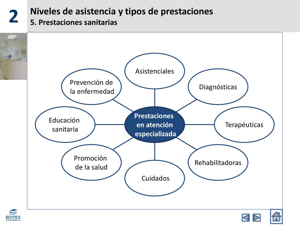 2 Niveles de asistencia y tipos de prestaciones 5. Prestaciones sanitarias. Prevención de. la enfermedad.