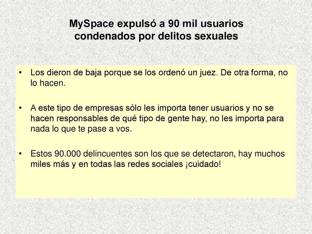 MySpace expulsó a 90 mil usuarios condenados por delitos sexuales