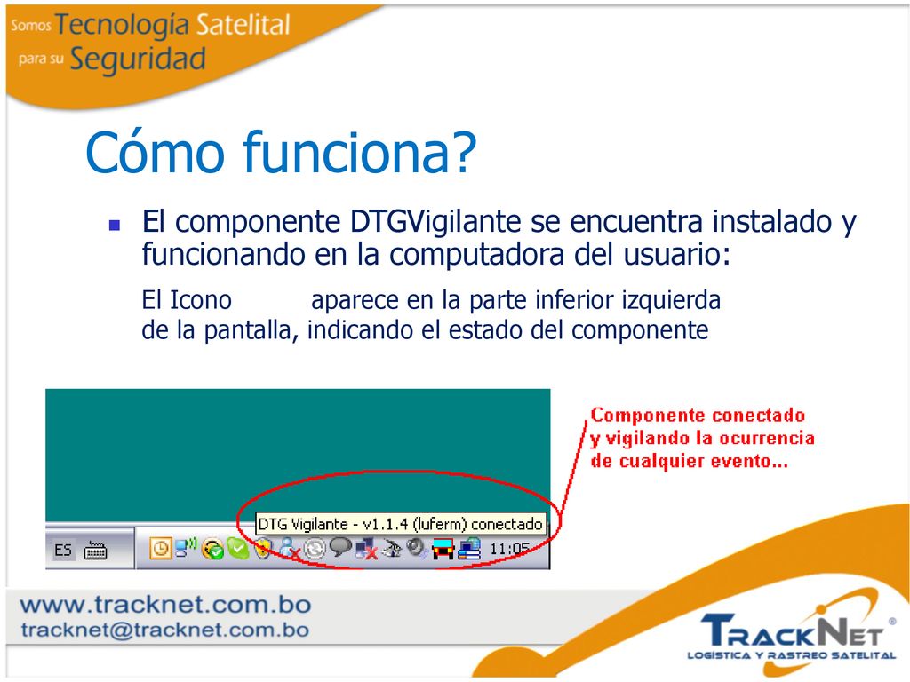 Cómo funciona El componente DTGVigilante se encuentra instalado y funcionando en la computadora del usuario: