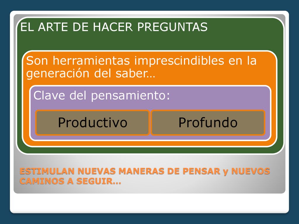 ESTIMULAN NUEVAS MANERAS DE PENSAR y NUEVOS CAMINOS A SEGUIR…
