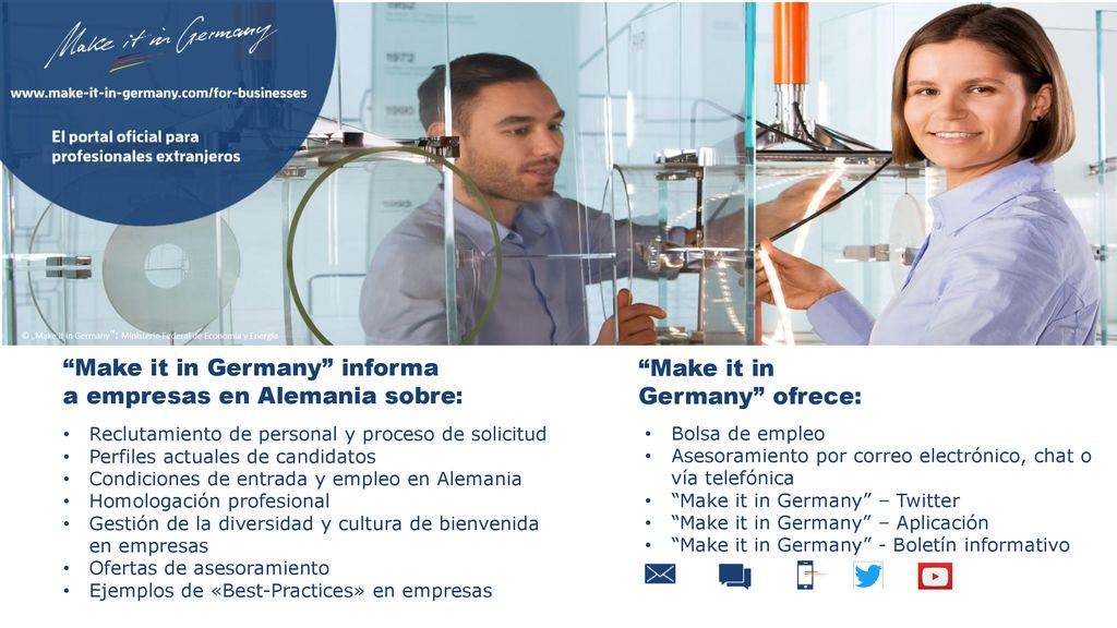 Make it in Germany informa a empresas en Alemania sobre: