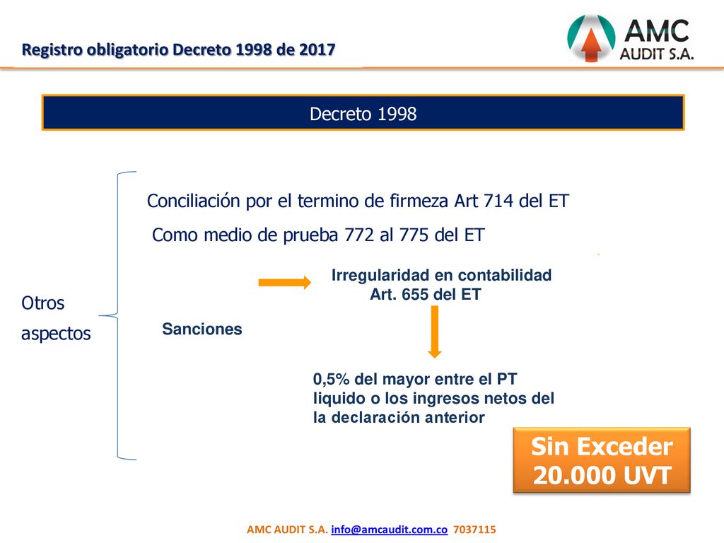 Sin Exceder UVT Registro obligatorio Decreto 1998 de 2017