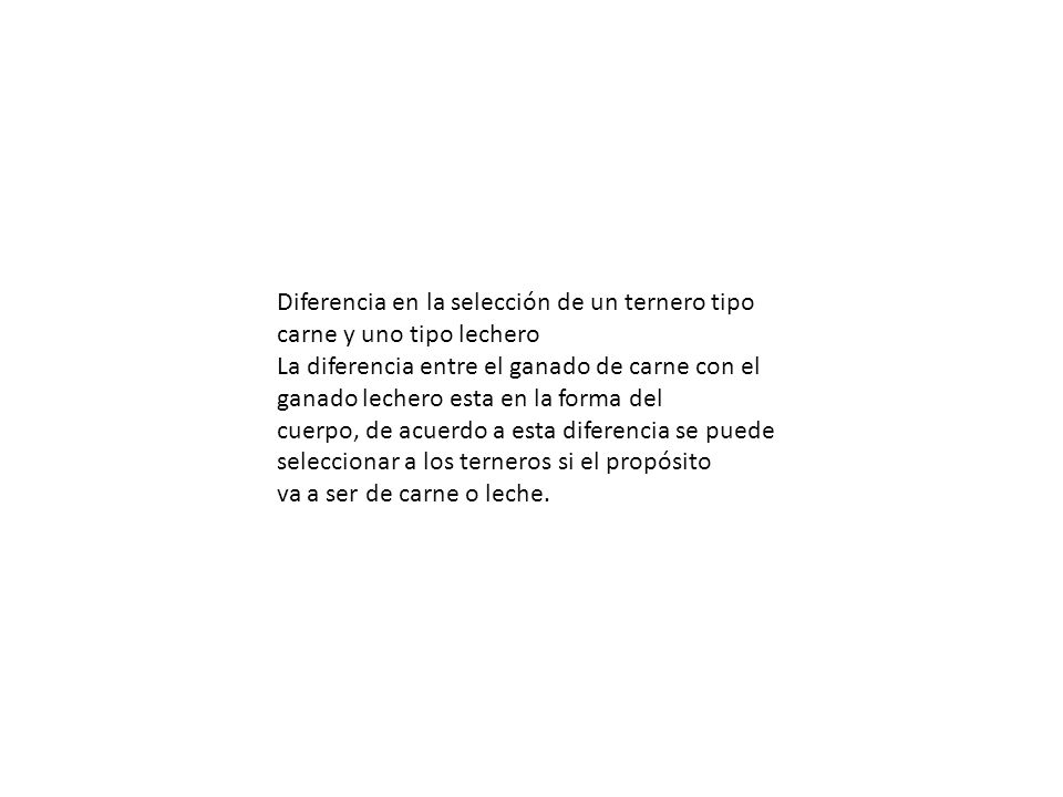 Diferencia en la selección de un ternero tipo carne y uno tipo lechero