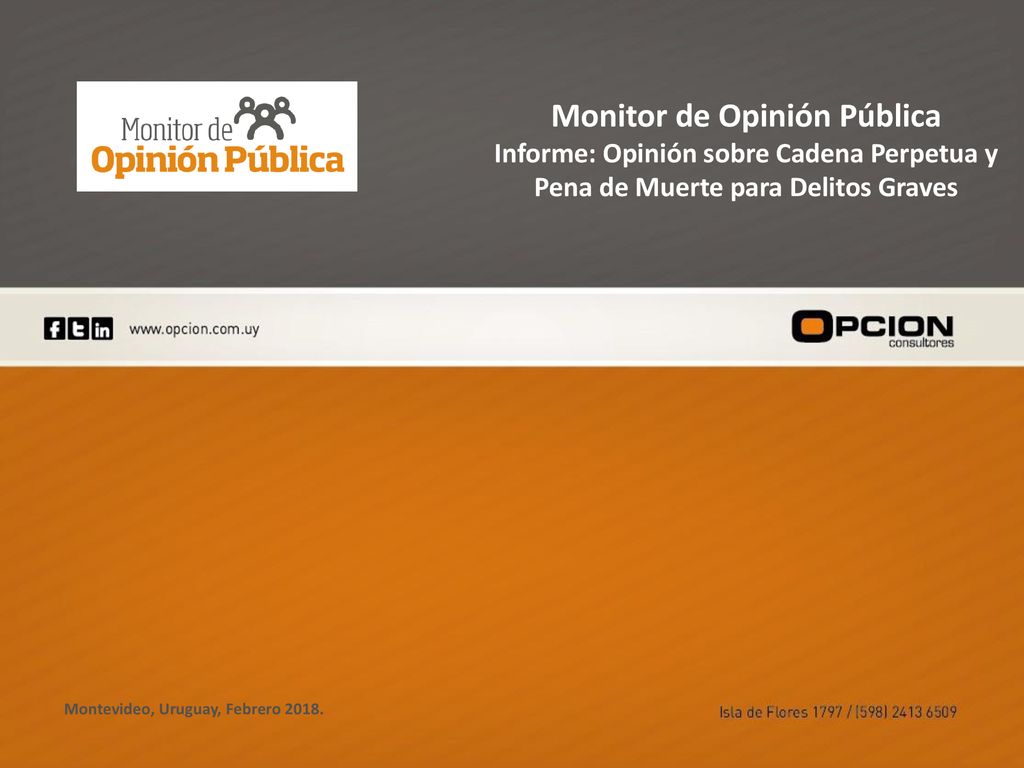 Monitor de Opinión Pública Informe: Opinión sobre Cadena Perpetua y Pena de Muerte para Delitos Graves