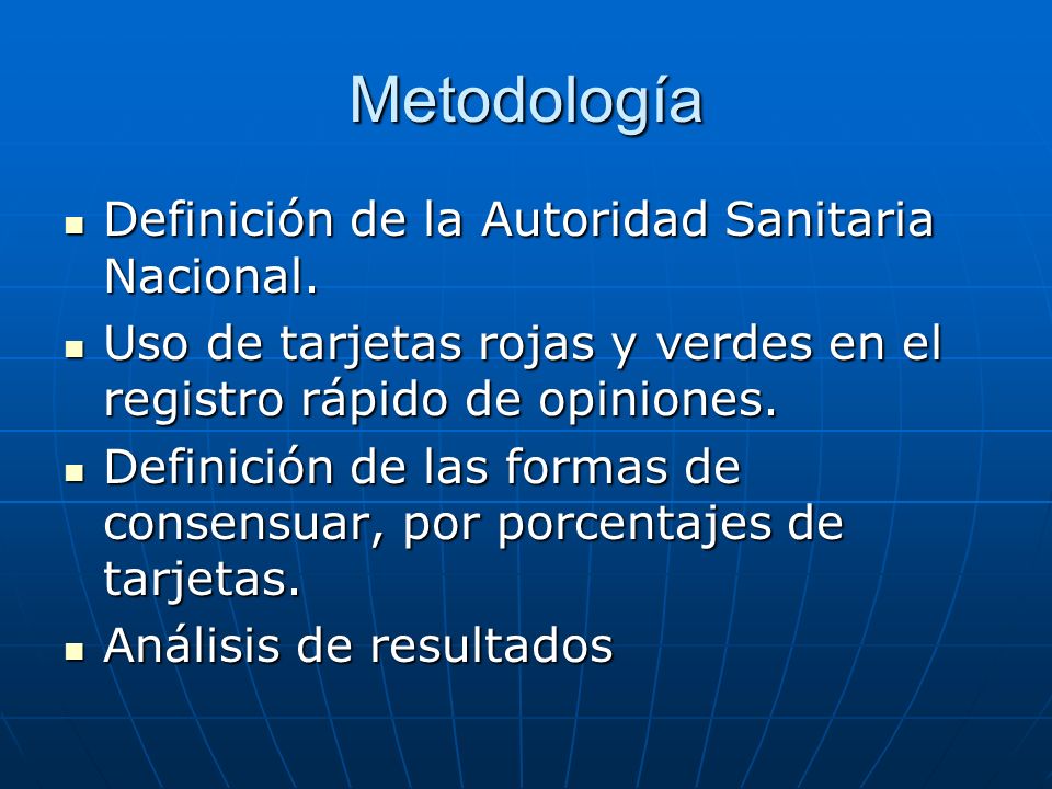Metodología Definición de la Autoridad Sanitaria Nacional.