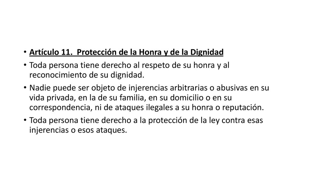 Artículo 11. Protección de la Honra y de la Dignidad