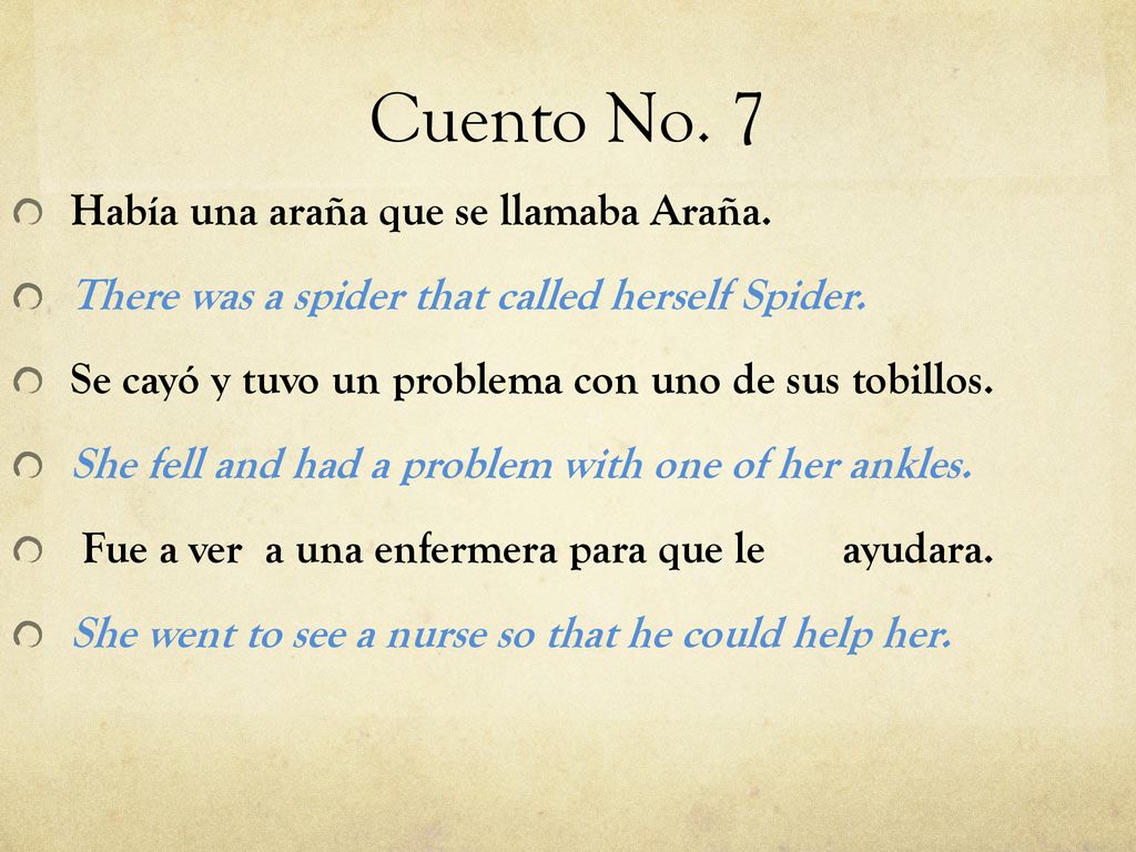 Cuento No. 7 Había una araña que se llamaba Araña.