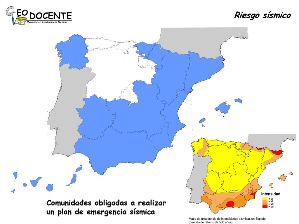 Riesgo sísmico Comunidades obligadas a realizar un plan de emergencia sísmica