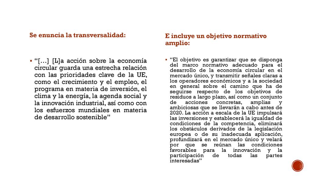 E incluye un objetivo normativo amplio: Se enuncia la transversalidad: