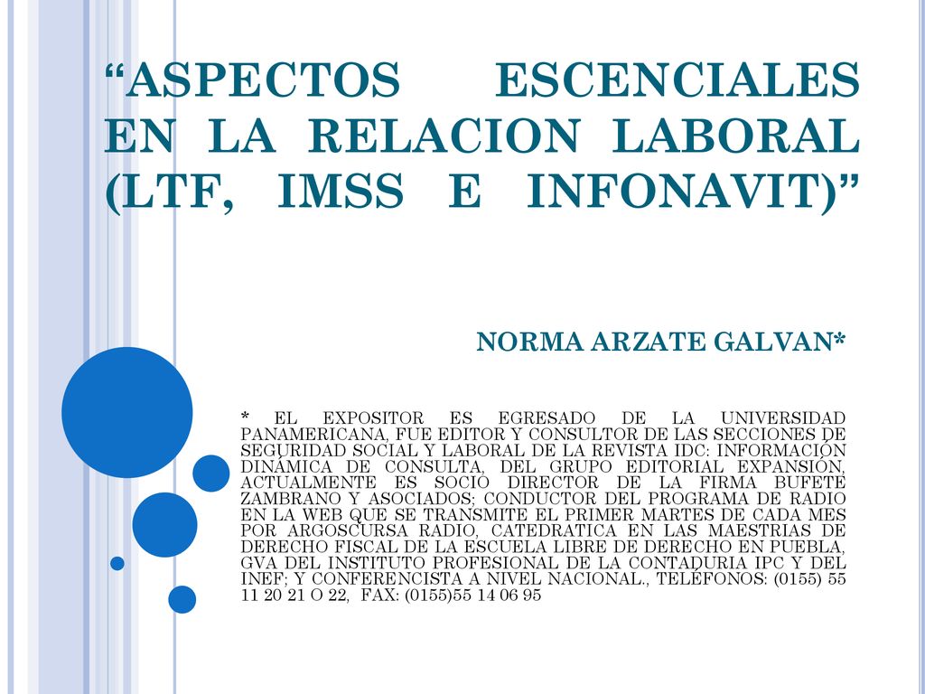 ASPECTOS ESCENCIALES EN LA RELACION LABORAL (LTF, IMSS E INFONAVIT)