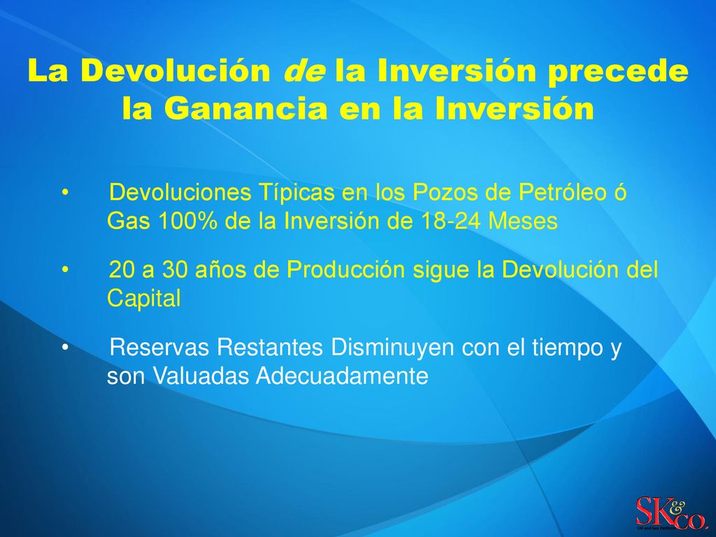 La Devolución de la Inversión precede la Ganancia en la Inversión