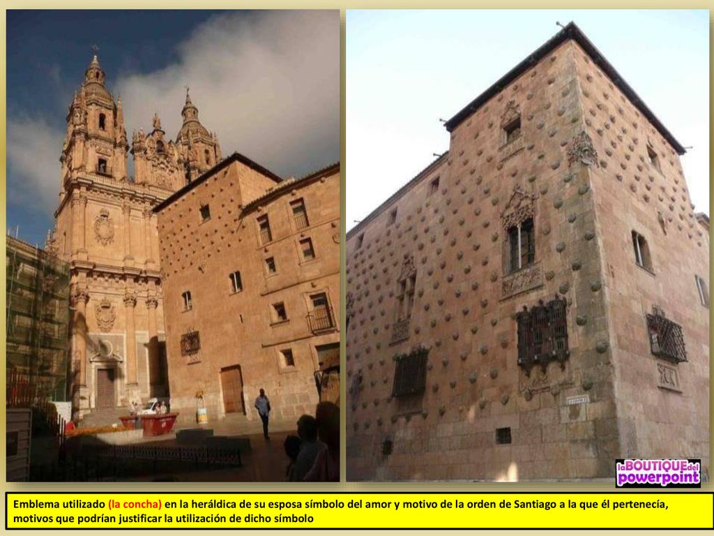 Emblema utilizado (la concha) en la heráldica de su esposa símbolo del amor y motivo de la orden de Santiago a la que él pertenecía, motivos que podrían justificar la utilización de dicho símbolo