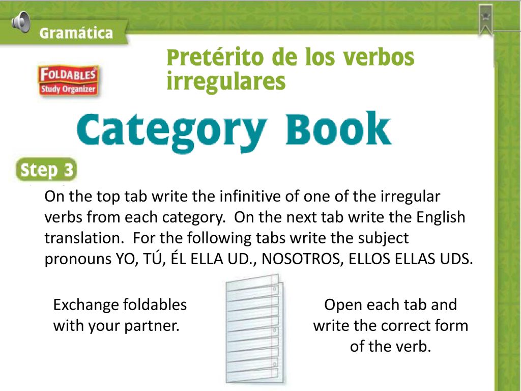 Open each tab and write the correct form of the verb.