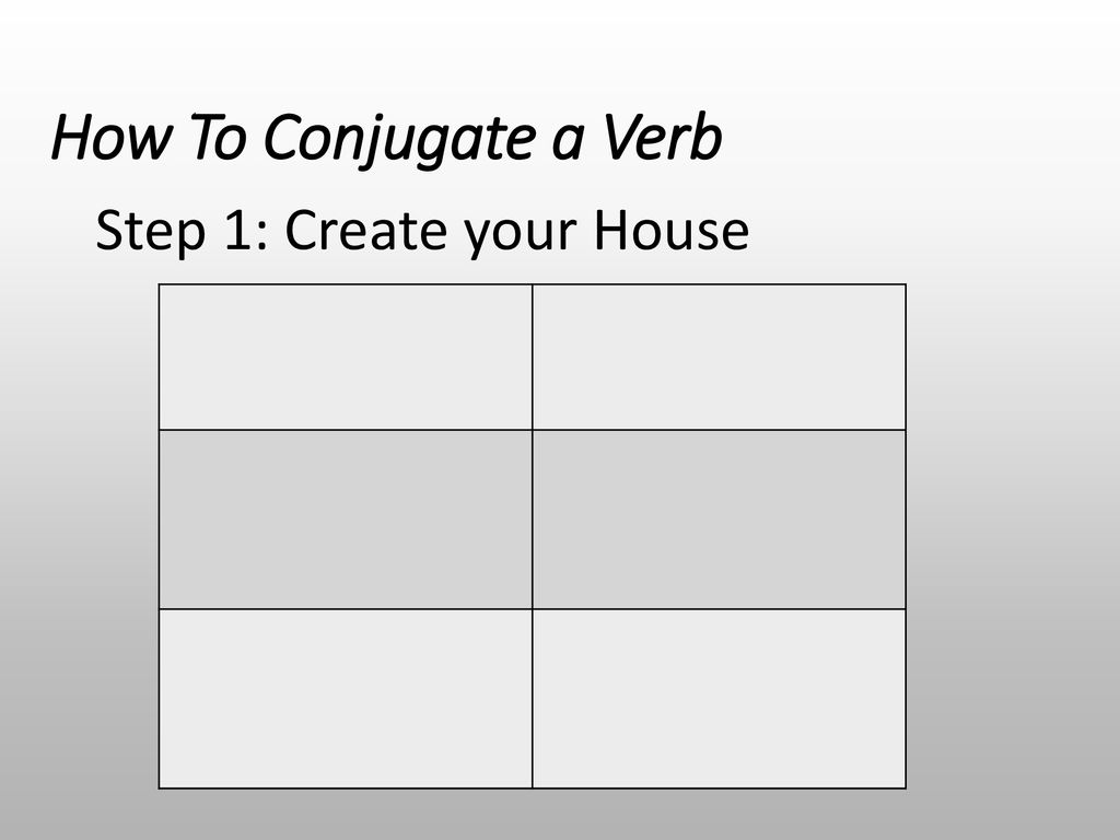 How To Conjugate a Verb Step 1: Create your House