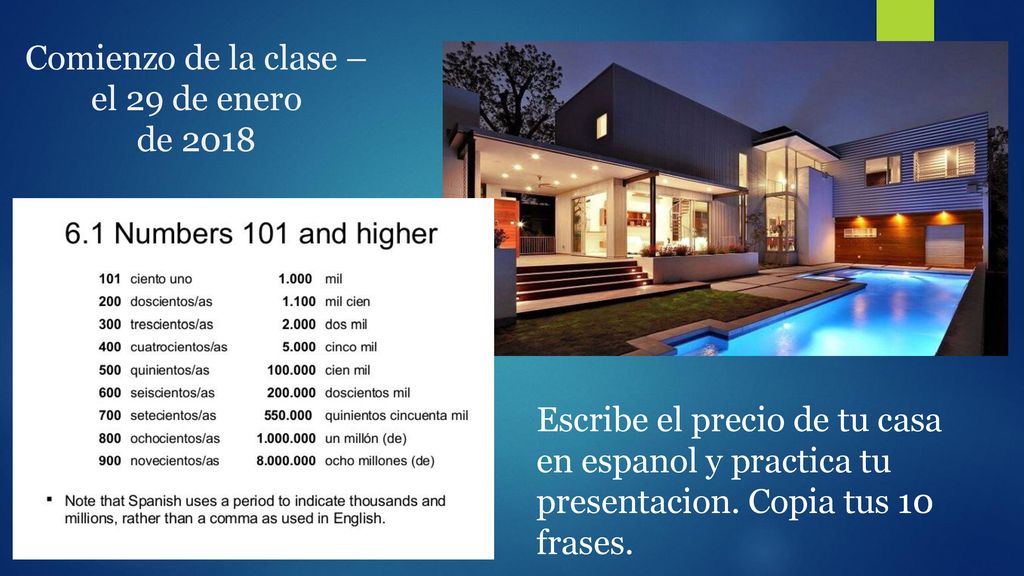 Comienzo de la clase – el 29 de enero de 2018
