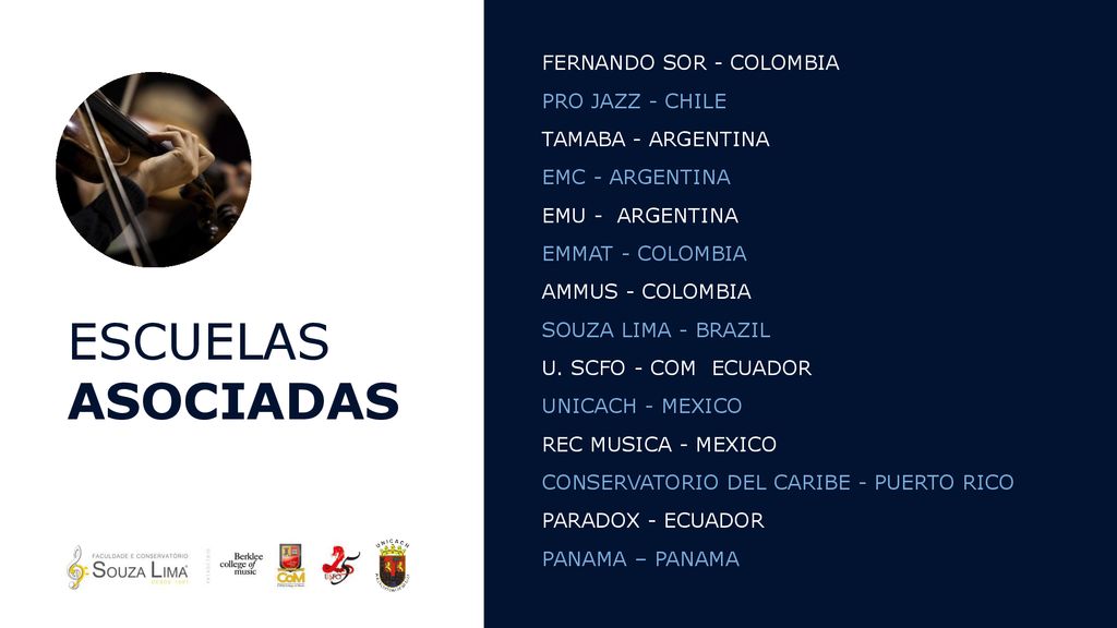 escuelas asociadas FERNANDO SOR - COLOMBIA PRO JAZZ - CHILE