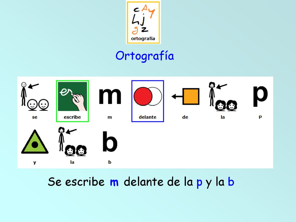 Ortografía Se escribe m delante de la p y la b