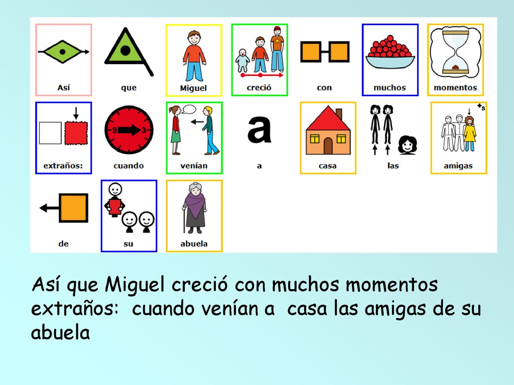 Así que Miguel creció con muchos momentos extraños: cuando venían a casa las amigas de su abuela