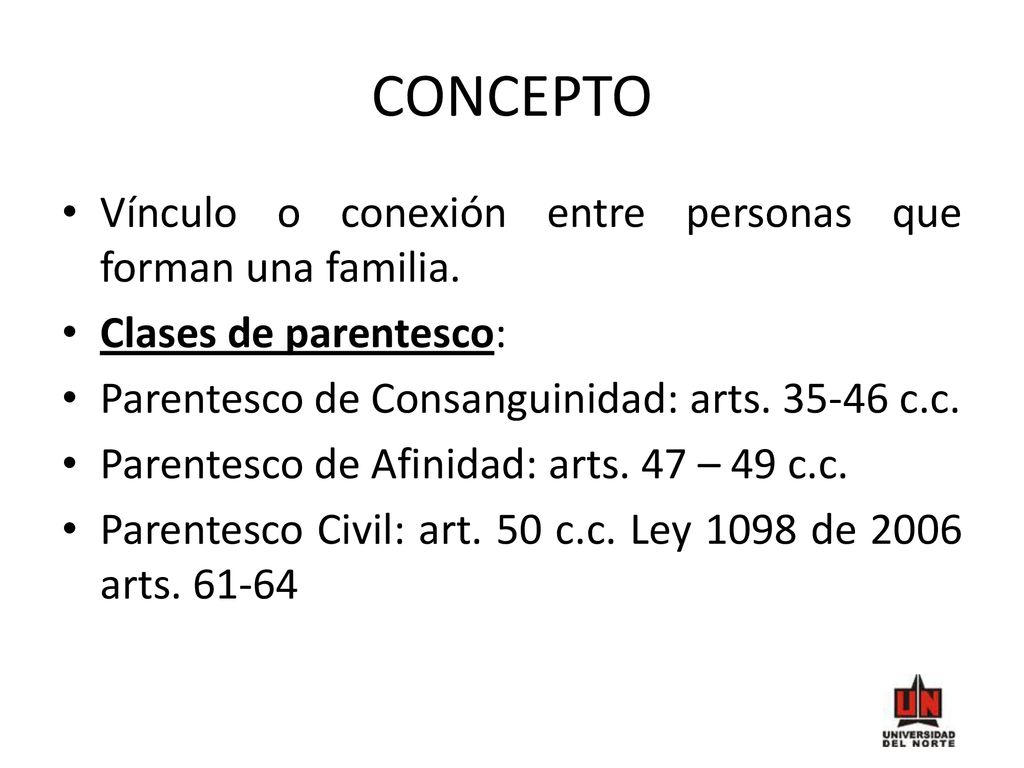 CONCEPTO Vínculo o conexión entre personas que forman una familia.