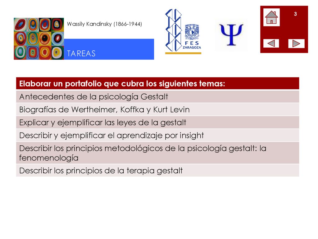 TAREAS Elaborar un portafolio que cubra los siguientes temas: Antecedentes de la psicología Gestalt.
