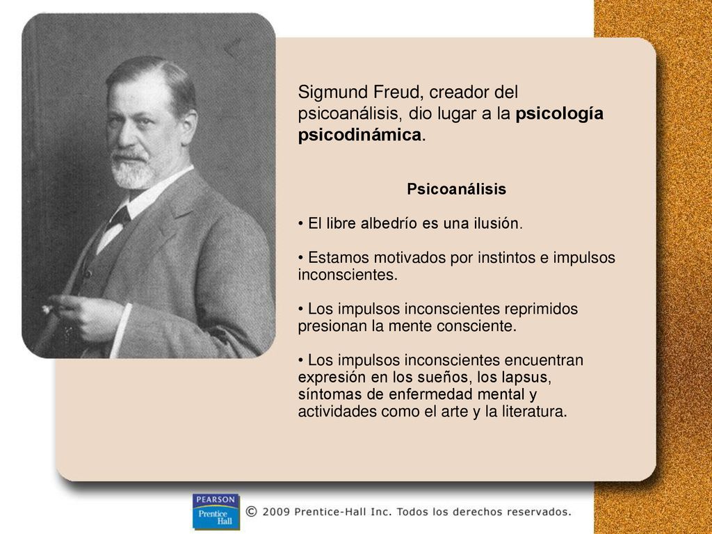 Sigmund Freud, creador del psicoanálisis, dio lugar a la psicología psicodinámica.