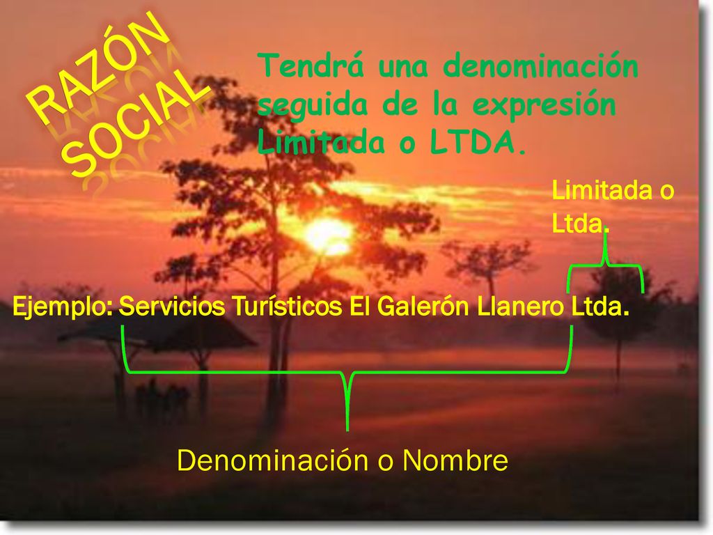 Razón social Tendrá una denominación seguida de la expresión Limitada o LTDA. Limitada o Ltda.