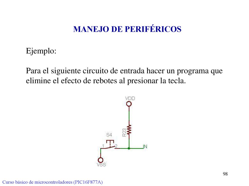 Para el siguiente circuito de entrada hacer un programa que