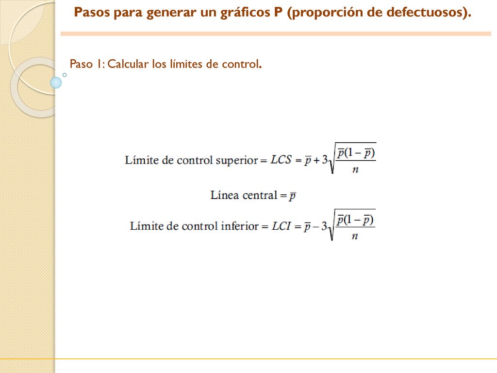 Pasos para generar un gráficos P (proporción de defectuosos).