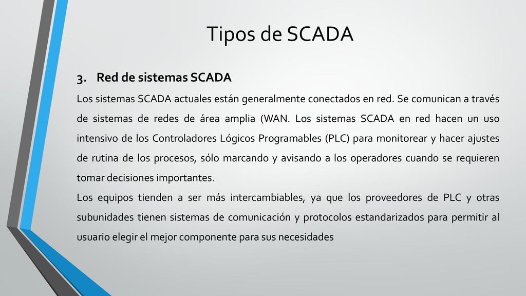 Tipos de SCADA Red de sistemas SCADA