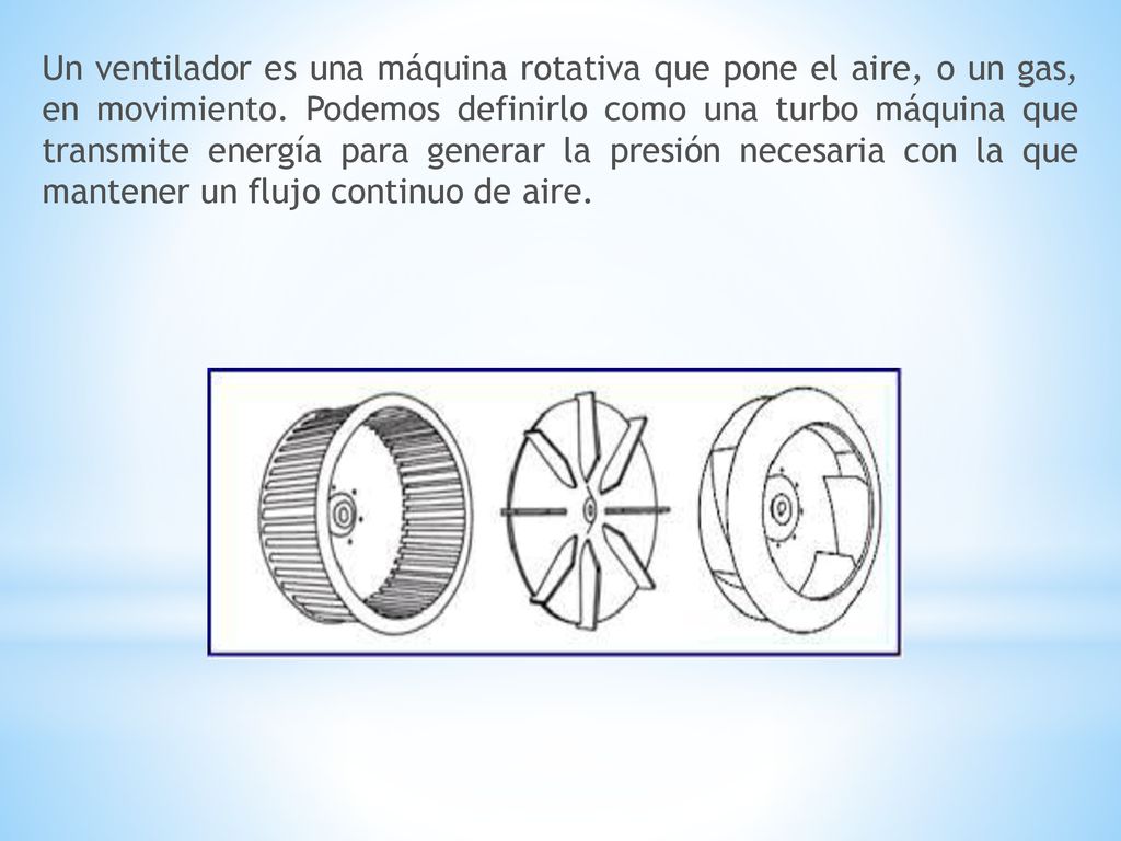 Un ventilador es una máquina rotativa que pone el aire, o un gas, en movimiento.