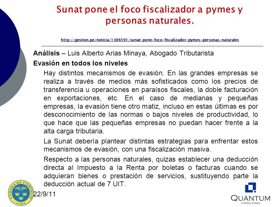 Sunat pone el foco fiscalizador a pymes y personas naturales