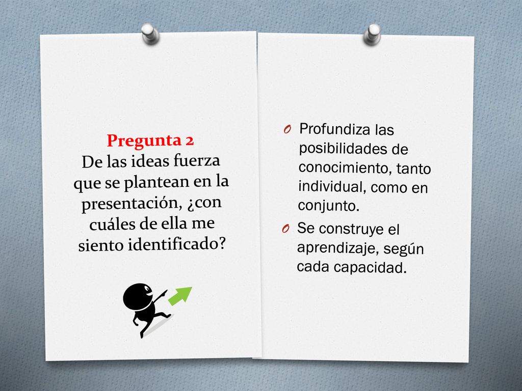 Pregunta 2 De las ideas fuerza que se plantean en la presentación, ¿con cuáles de ella me siento identificado