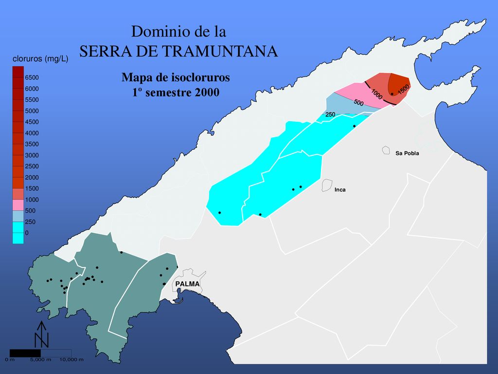 Dominio de la SERRA DE TRAMUNTANA Mapa de isocloruros 1º semestre 2000