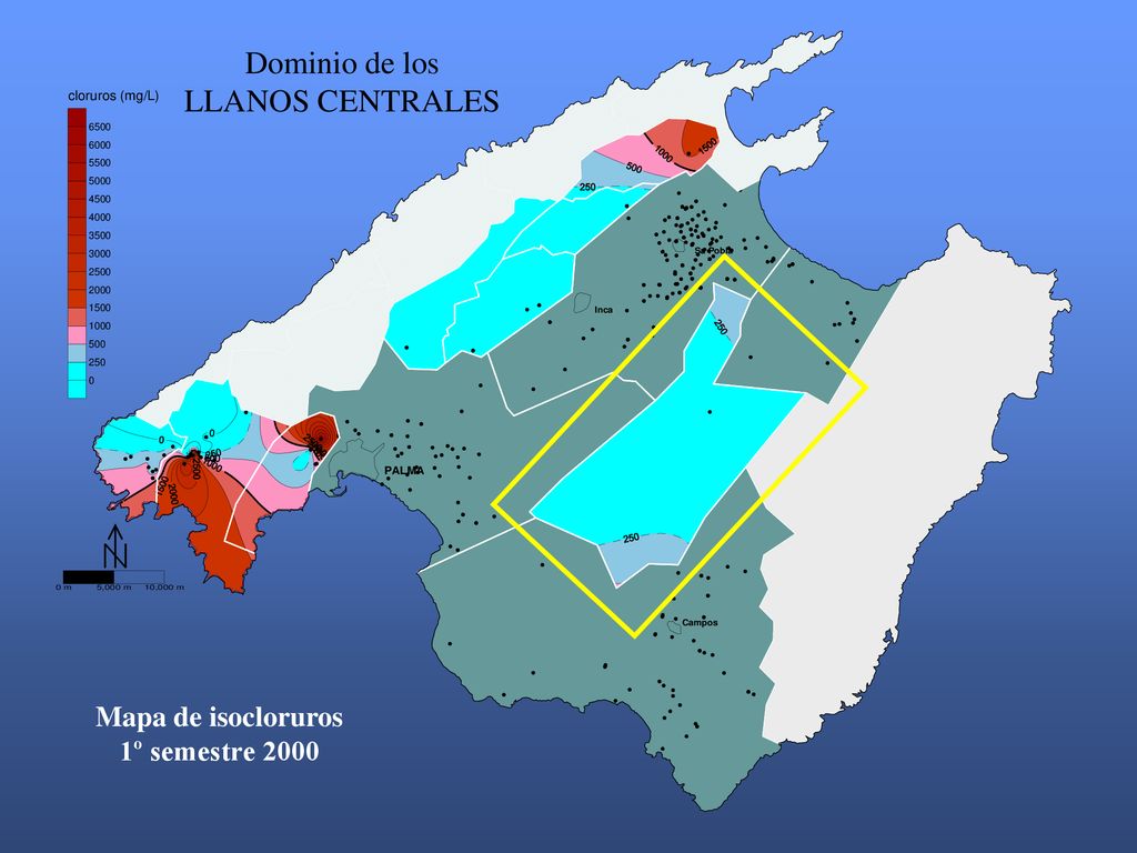 Dominio de los LLANOS CENTRALES Mapa de isocloruros 1º semestre 2000