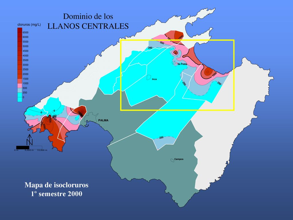 Dominio de los LLANOS CENTRALES Mapa de isocloruros 1º semestre 2000