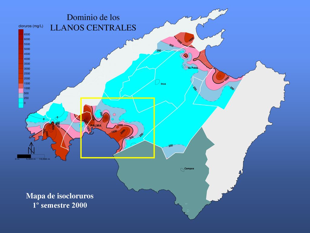 Dominio de los LLANOS CENTRALES Mapa de isocloruros 1º semestre 2000