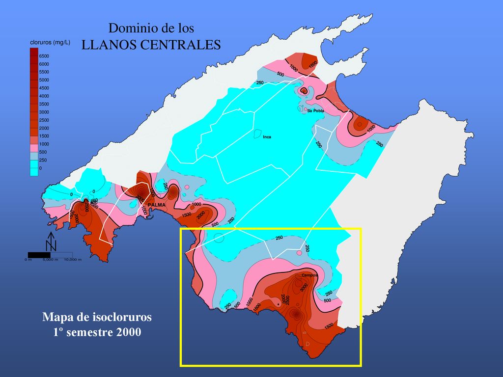 Dominio de los LLANOS CENTRALES Mapa de isocloruros 1º semestre 2000