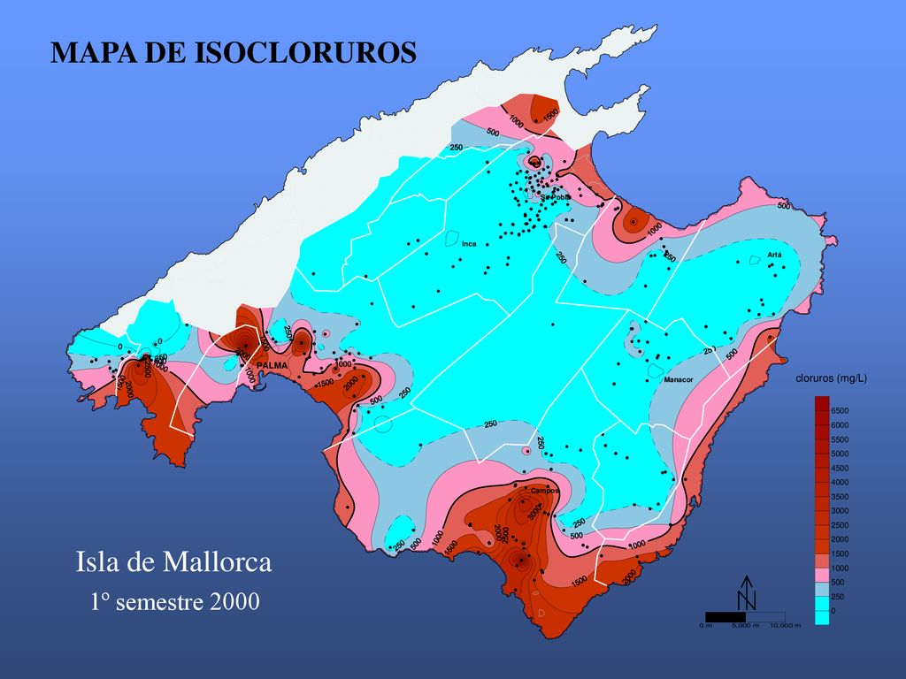 MAPA DE ISOCLORUROS Isla de Mallorca 1º semestre 2000