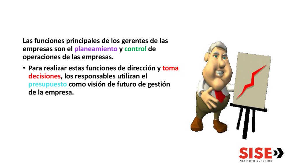 Las funciones principales de los gerentes de las empresas son el planeamiento y control de operaciones de las empresas.