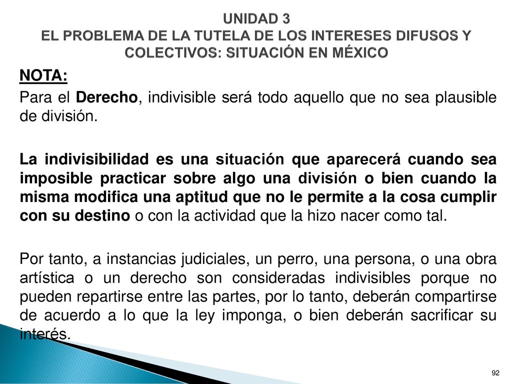 UNIDAD 3 EL PROBLEMA DE LA TUTELA DE LOS INTERESES DIFUSOS Y COLECTIVOS: SITUACIÓN EN MÉXICO
