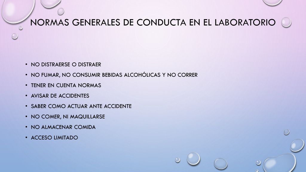 Normas generales de conducta en el laboratorio