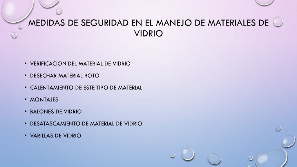 Medidas de seguridad en el manejo de materiales de vidrio